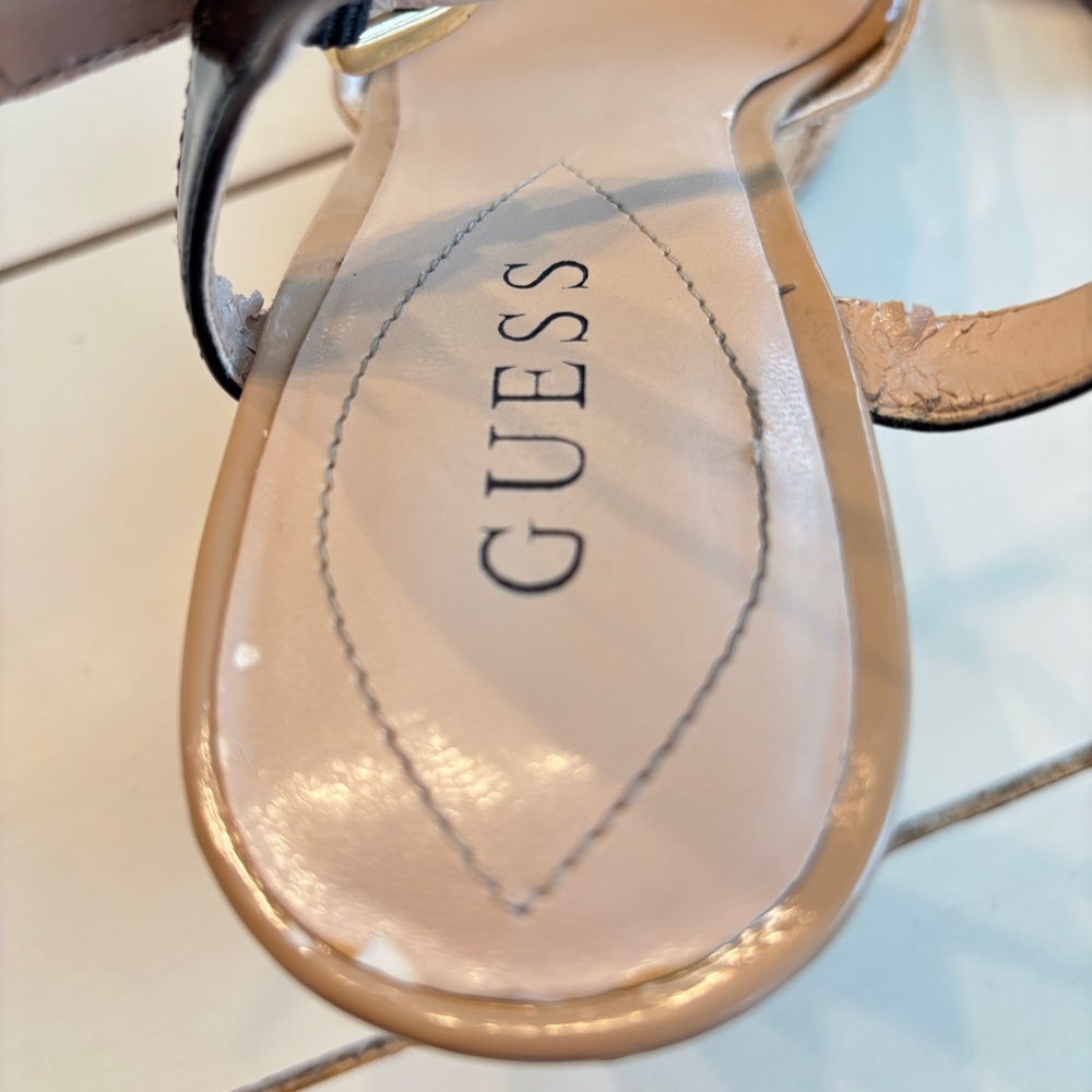 Guess Cork Platform Wedge Sandals Women’s Size 7.5 Black and Tan - Picture 11 of 14
